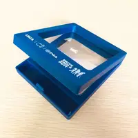 

Plastic Display Box With Transparent PE Film 10.6*9.2CM Blue Show Box Wholesale Suspension Gem Ring Jewelry Boxes
