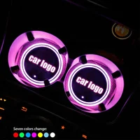 

Wholesale Personalized Custom Auto Brand Logo RGB 7 Colors Handover Led Car Cup Holder Pad Mat Coaster with Atmosphere Lights