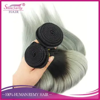 Direct Factory Large Stock Sew In Human Hair Weave 1b Grey Ombre