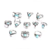 INFANTA JEWELRY Cartie Ring Exotic Ethnic Retro Exaggerated Gemstone Pine Stone Crescent Owl Pigeon11 Piece Set Ring