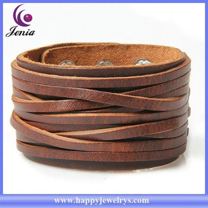 

New products two wraps genuine leather cheap price braided leather bracelet ( BK021-2, Same as picture