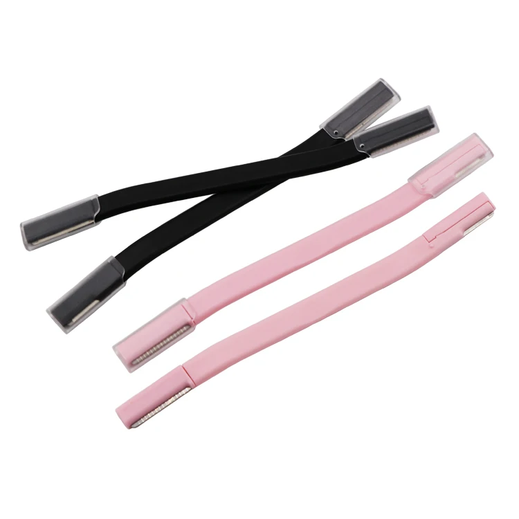 

YUZMEI Black Pink Color Makeup Eyebrow Razor Stainless Steel Blade ABS Plastic Bent Eye brow Trimmer in New Style, Customized