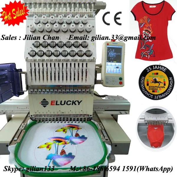 Elucky NEW 15 colors computerized cap embroidery machine with single