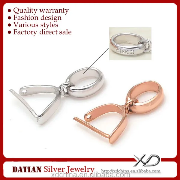 

XD K041 To make jewelry by yourself middle size smooth 18k gold pendant pinch bails
