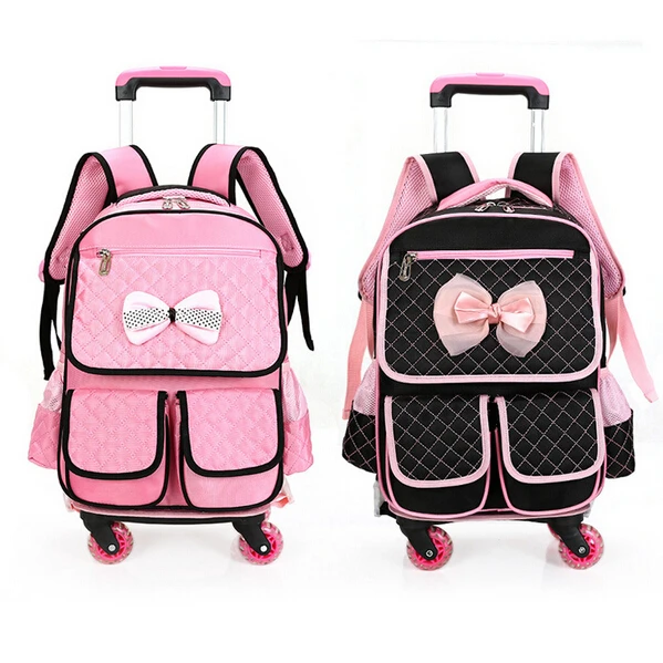 Primary Girl School Backpack Wheels  Backpacks Trolley School Children   Cute Girls  Aliexpress