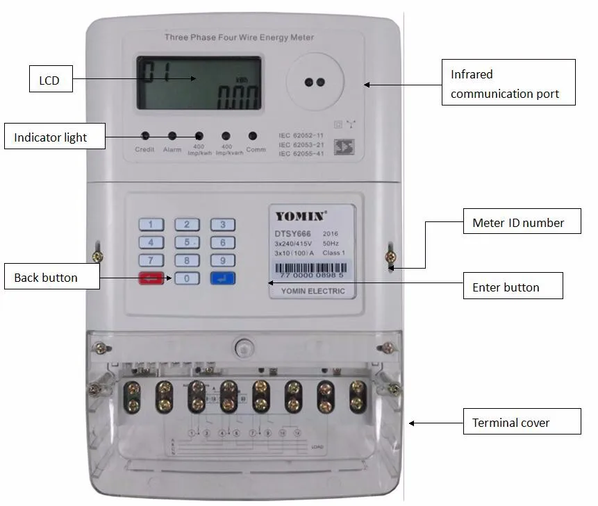 Iso 9001 Factory Dtsy666-n Three Phase Split Prepayment Energy Meter ...