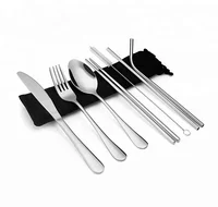 

Camping Travel Silverware Set Portable Stainless Steel Cutlery Set Flatware Set with Carrying Case for Office Lunch Hiking