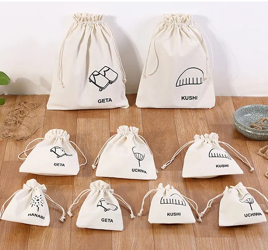 Personalized Colorful Canvas Cotton Drawstring Bag With Double String ...