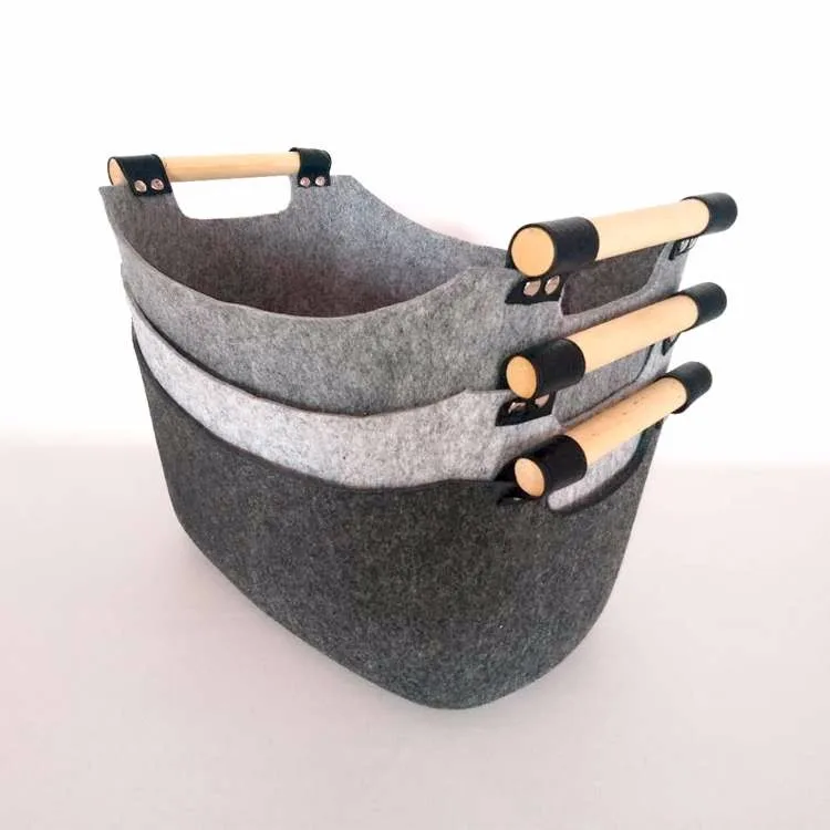 Portable Felt Storage Firewood Log Basket With Handle/felt Fireplace
