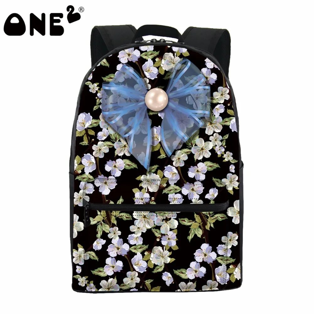 

ONE2 design wholesale blue bow flowers school bags fashion backpack for university students, Customized