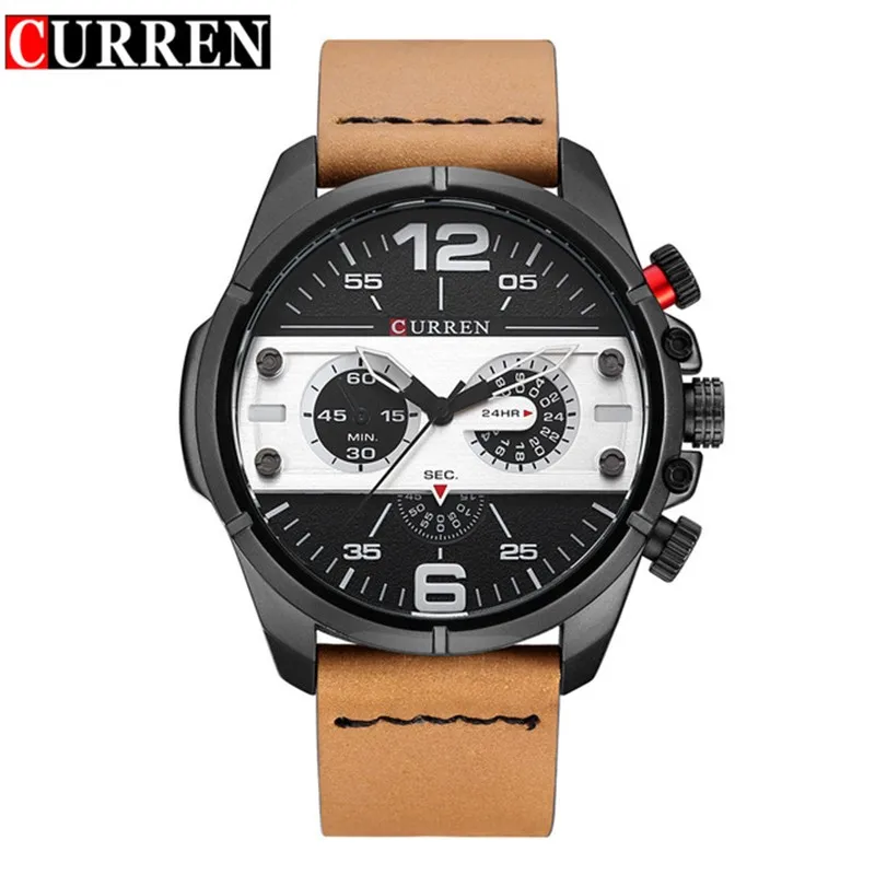 

Hot Sale Mens Watches Top Brand Male Business Genuine Leather Japan Movement Quartz Military Curren Sports Watch Relojes Hombre