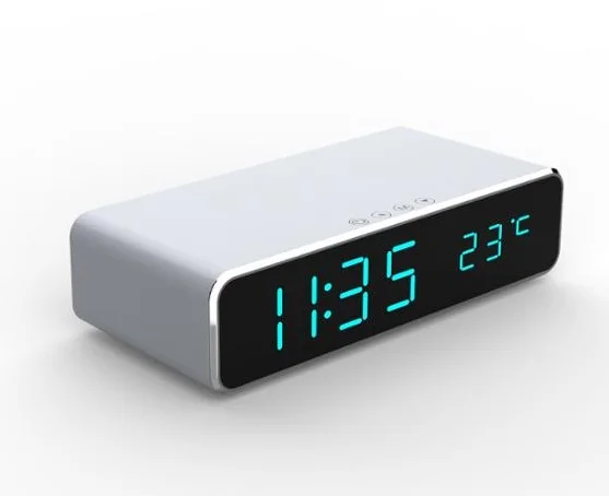 Digital LED Temperature Time Alarm Clock Fast Qi Clock  Charger