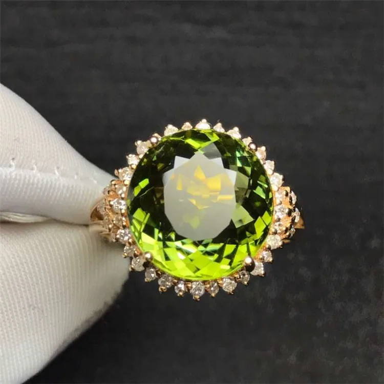 

gemstone jewelry wholesale jewelry 18k gold South Africa real diamond 7.965ct natural green tourmaline ring for women