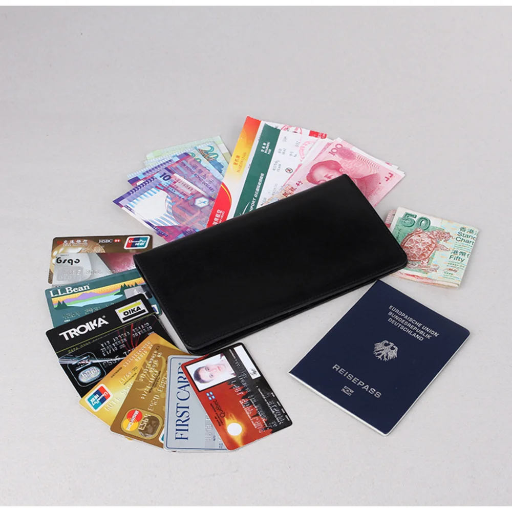 Customized Genuine Leather PU Passport Wallet Traveller Documents Passports Cover Holder