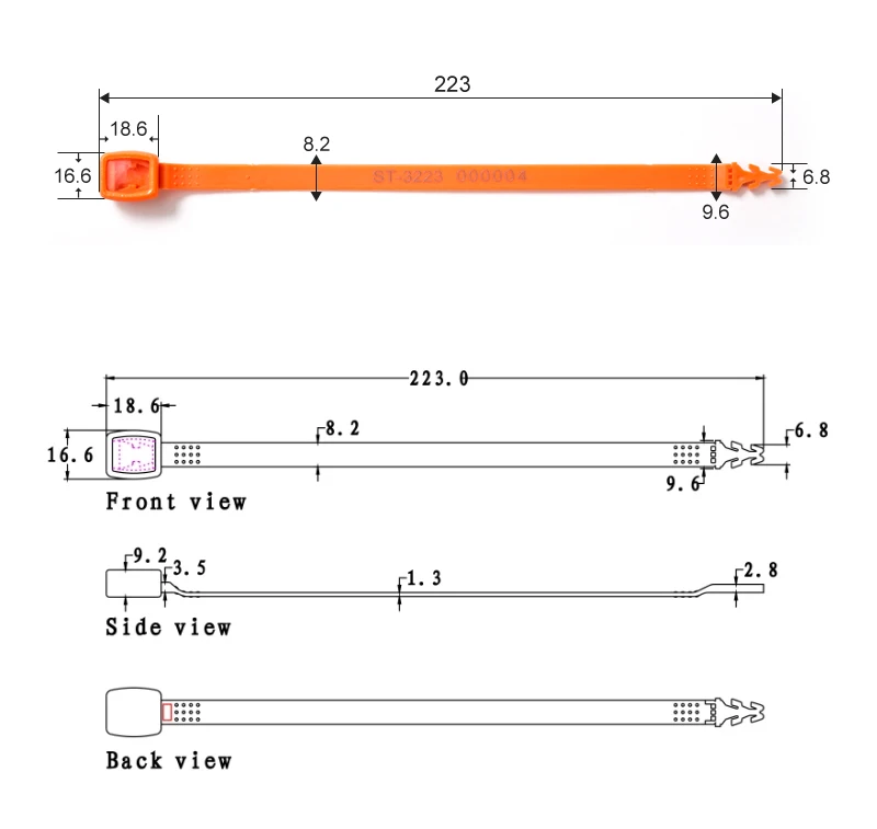 St3223 223mm Hs Code 3926909090 Fixed Length Tamper Security Seal