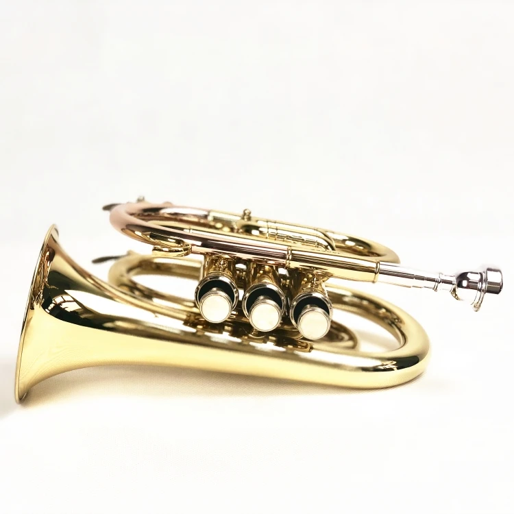 

Bb key Pocket Trumpet/Mini Trumpet Professional Yellow Brass Body Good quality