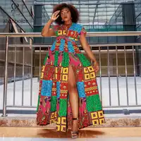 

2019 New Arrival Fashion African Print Ladies Maxi Infinity Dress Sexy Necktie Design