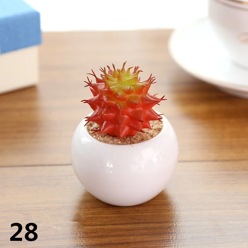 White Ceramic Potted Artificial Plastic Small Succulent Plants Outdoor