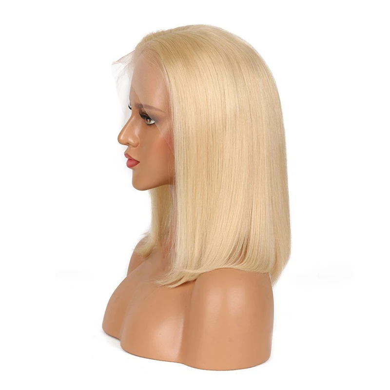 

High Quality 613 Blonde Short Bob Lace Front Wig Pre Plucked With Baby Hair Straight Human Remy Frontal Human Hair Wigs Blonde