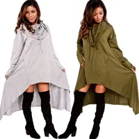 

10 colors long hoodie front-short and back-long long sleeve blouse for women