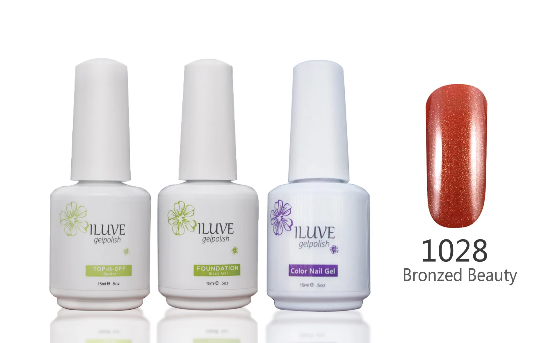3 packs iLuve Professional Broned Bling Nail Gel Polish UV LED Lamps Gel 15ml Base Top