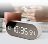 Oval LED Mirror Digital Clock With Temperature and Humidity
