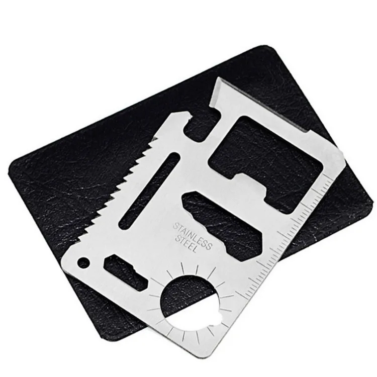 

Portable 11 in 1 Outdoor Adventure Camping Knife Multi Pocket Survival MultiTool Card, Silver