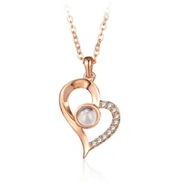 

Fashion Jewelry Heart Pendant Projection 100 Languages I Love You Necklace for women girls