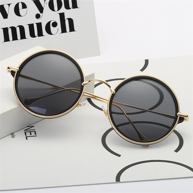 

2020 retro vintage tinted sunglasses with metal frame and round PC lenses UV400 protection steampunk style for women
