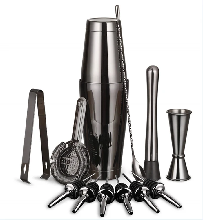 

Cocktailshaker 13 Piece Black Cocktail Shaker Bar Set 750ml Professional Stainless Steel Boston Shaker Set