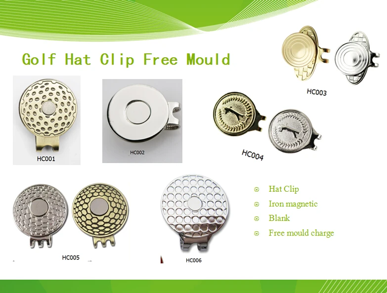 6 design golf hat clips