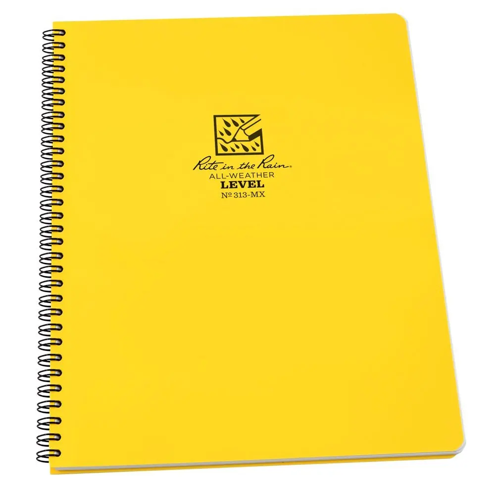 Rite in the Rain All-Weather Side-Spiral Notebook, 8 1/2" x 11", Yellow Cover, Level Pattern (No. 313-MX)