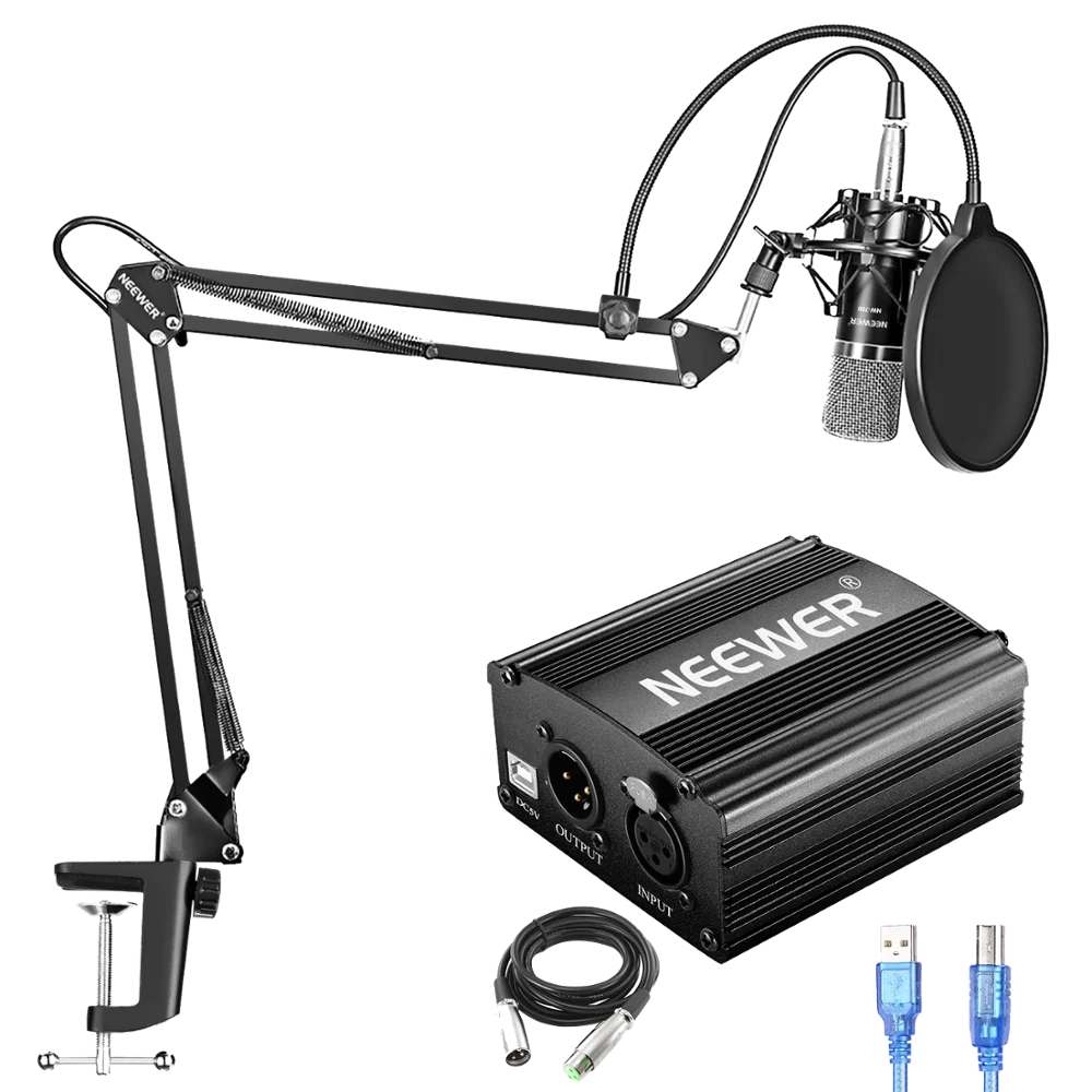 

Neewer NW-700 Condenser Microphone Kit: USB 48V Phantom Power Supply, NW-35 Suspension Scissor Arm Stand, Shock Mount Pop Fliter, N/a