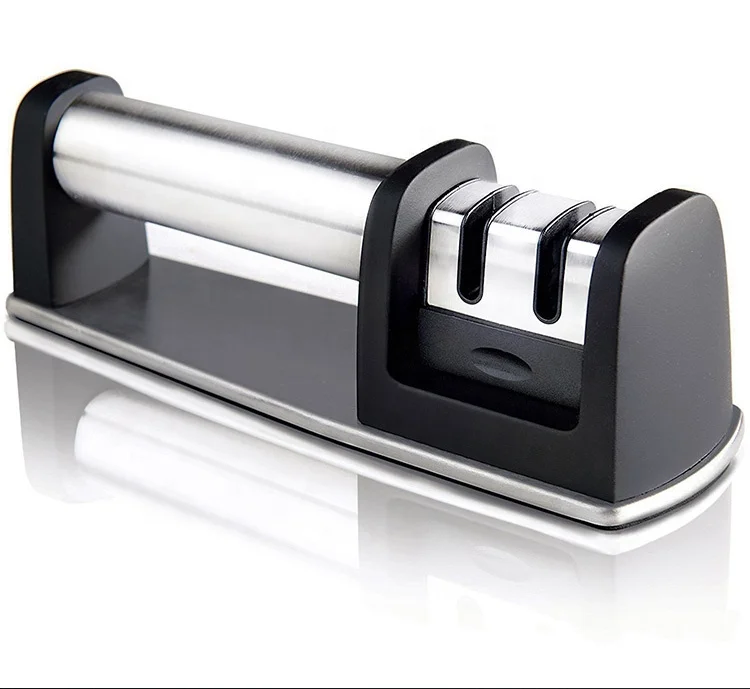 

kitchen accessories high quality 2 stage tungsten steel manual knife sharpening tool handheld kitchen knife sharpener, Black