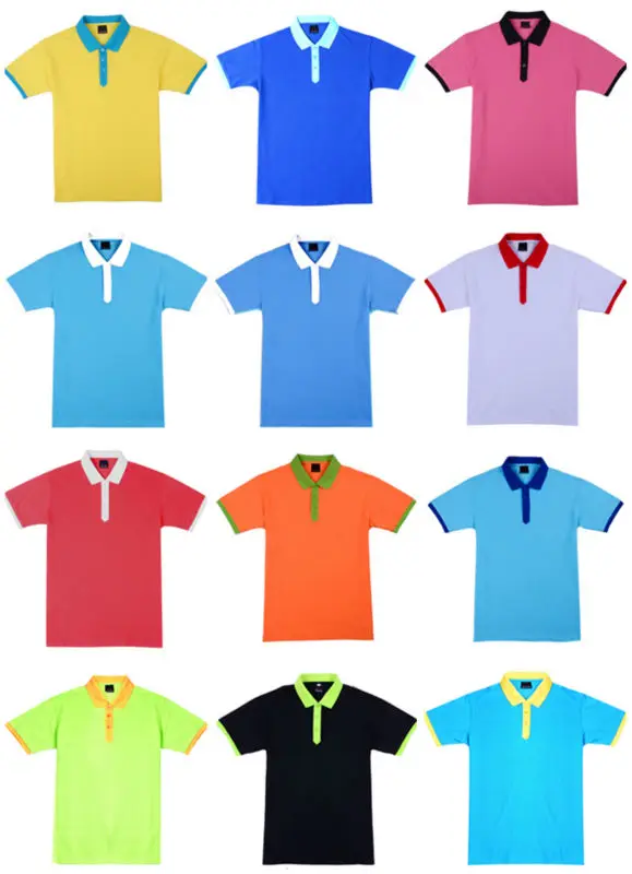 260g 100 Cotton Different Color Collar Polo Shirt,Custom Tshirt