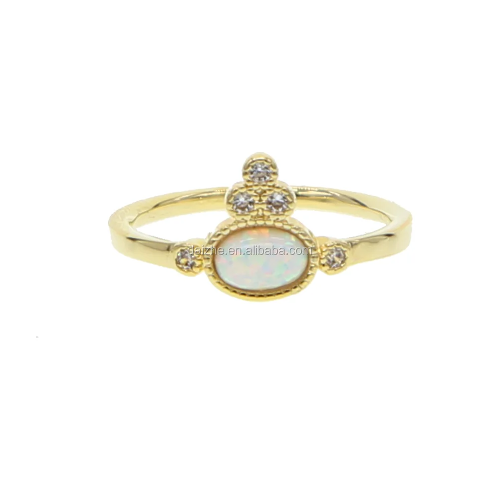 

2021 newest gold plated simpla pain finger opal rings for women wedding crown jewelry gift