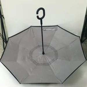 Image of Custom printed logo reverse inverted upside down rain umbrella