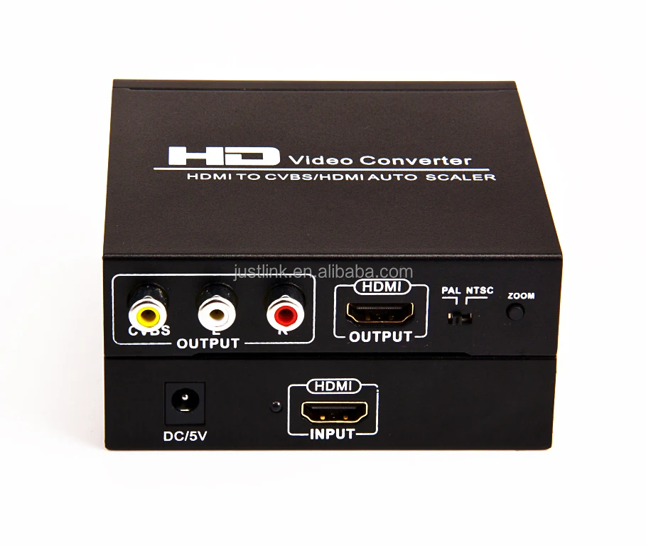 

HDMI to HDMI + AV RCA CVBS L/R Audio Converter Extractor Auto Scaler 720P 1080P, Black