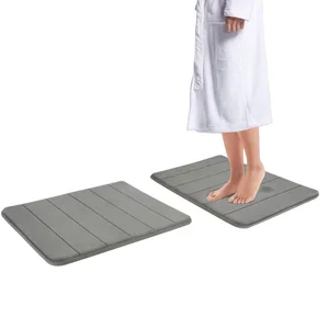 Image of Amazon Bathroom Kitchen Door Non Slip Thick Coral Velvet Bathmat Absorbent Bath Rug Memory Foam Bath Mat with Anti-Skid Bottom