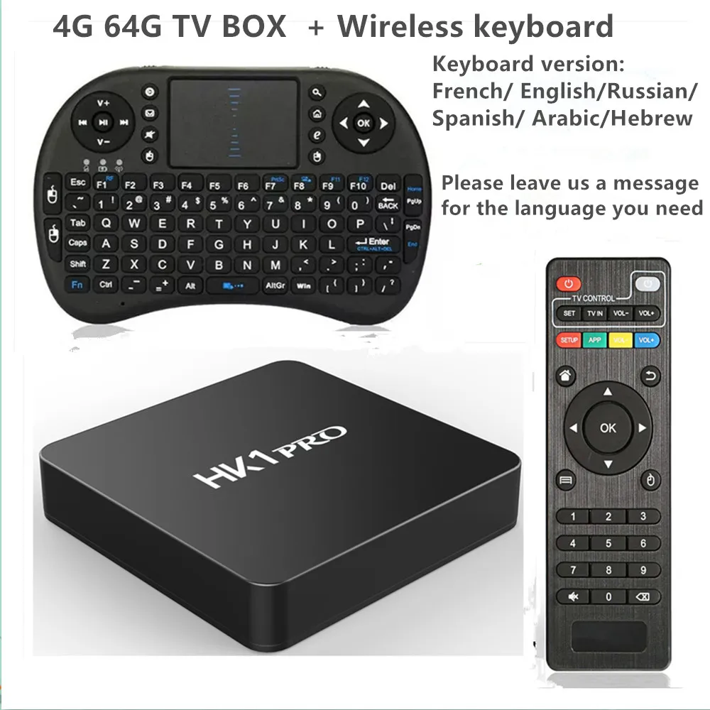 

Google voice air mouse Amlogic S905X2 + 2.4G wireless keyboard 4gb 64gb 32GB smart tv box Android 8.1 set top box, Black