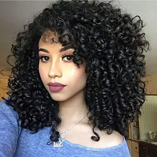 

150% Density Lace Front Kinky Curly Wig 10A Mongolian Afro kinky Curly Human Hair Wigs with bang