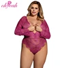 Wholesale in stock purple fancy sexy plus size lingerie for fat women teddy