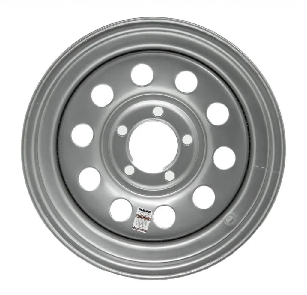 eCustomRim Trailer Wheel Rim #5225 15x5-5 on 5" 5 Hole Lug Modular Silver Gray