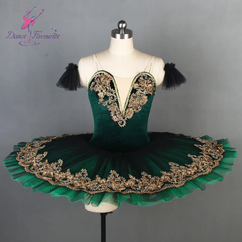 

BLL090 Dance Favourite Black/Green Ballet Dance Tutu Stretch Velvet Bodice with Layers of Pleated Tutu Ballerina Costumes