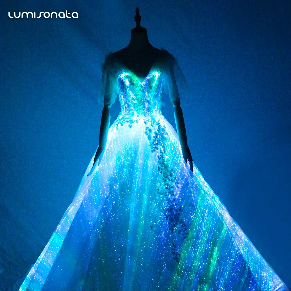 

Elegant design Glow-In-The-Dark Wedding Dress led light up luminous wedding dresses, N/a