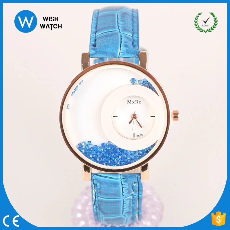 

5127 Geneva Crystal Watches Small Dial MxRe Brand Ladies Fancy Leather Strap Gold Plated Case Watches 2016, Green;pick;black;yellow;blue;red;brown;white etc