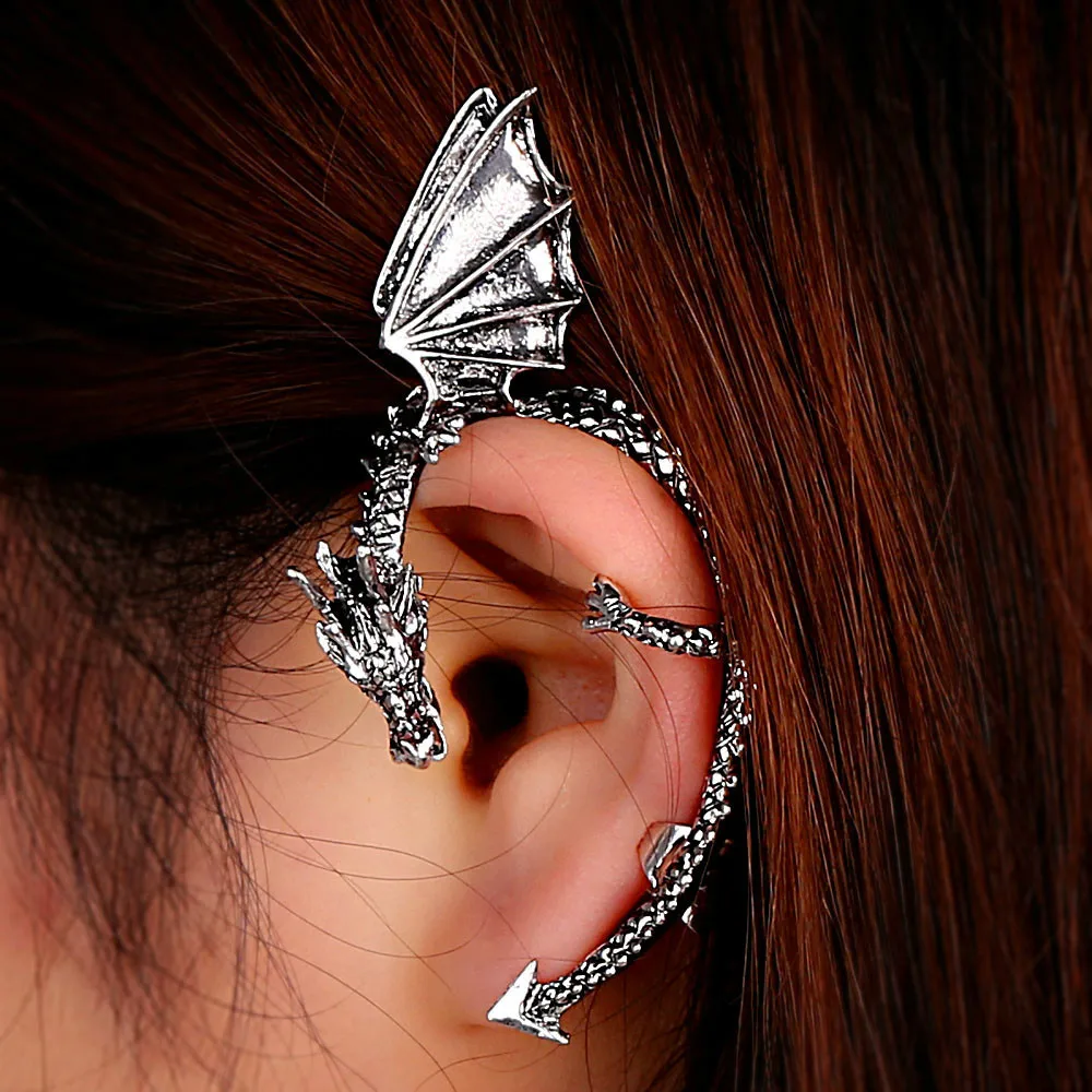 

Retro Vintage Gothic Rock Punk Twine Dragon Shape Ear Cuff Earring for Women Men Earrings, Optional