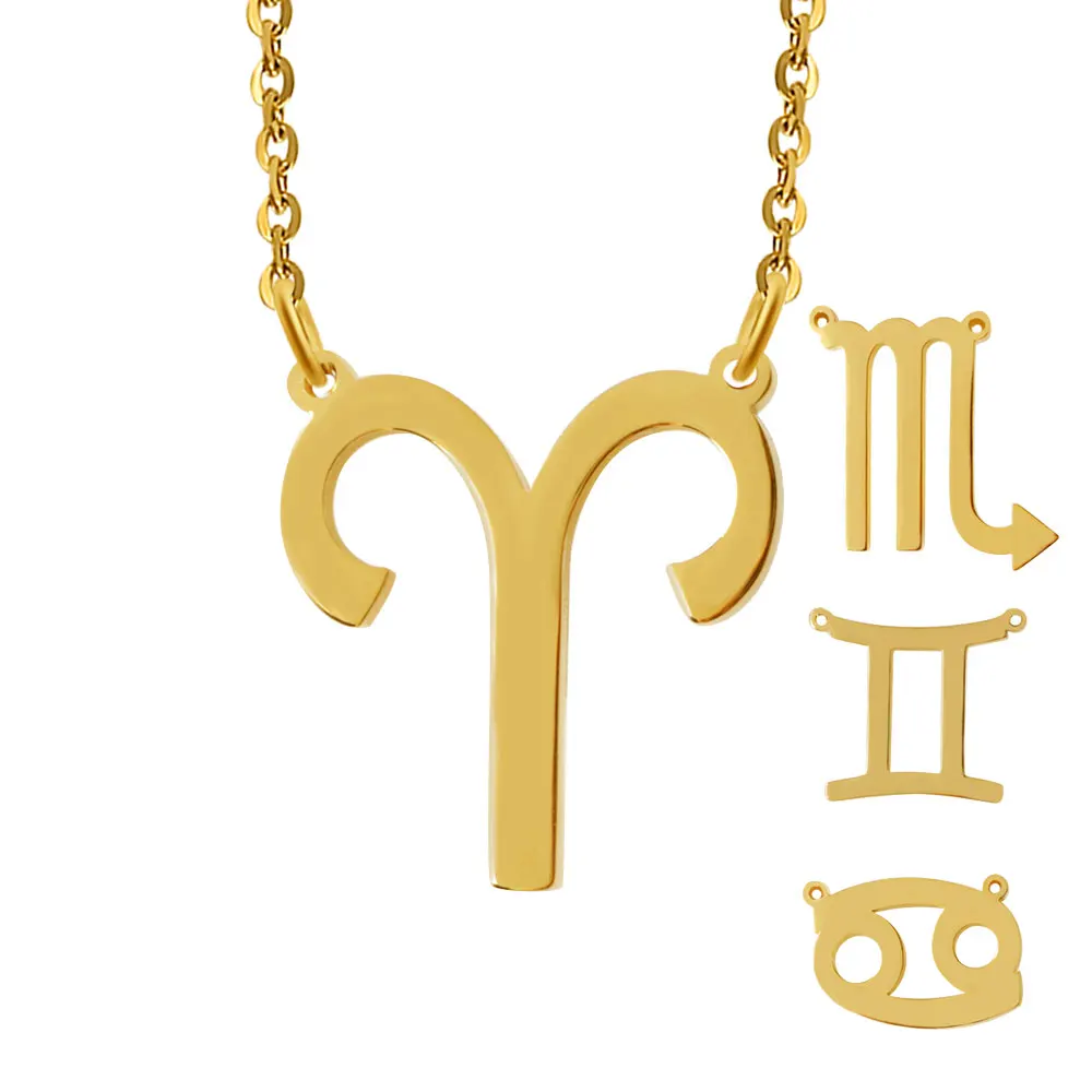 
18K Gold Plated Zodiac Sign Pendant Horoscope Necklace For Women Jewelry  (60755996262)