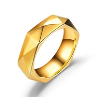 

Fashion Rhombus Cut Ring Men Tungsten Wedding Rings Multi-faceted Dome Gold Stainless Steel Rings