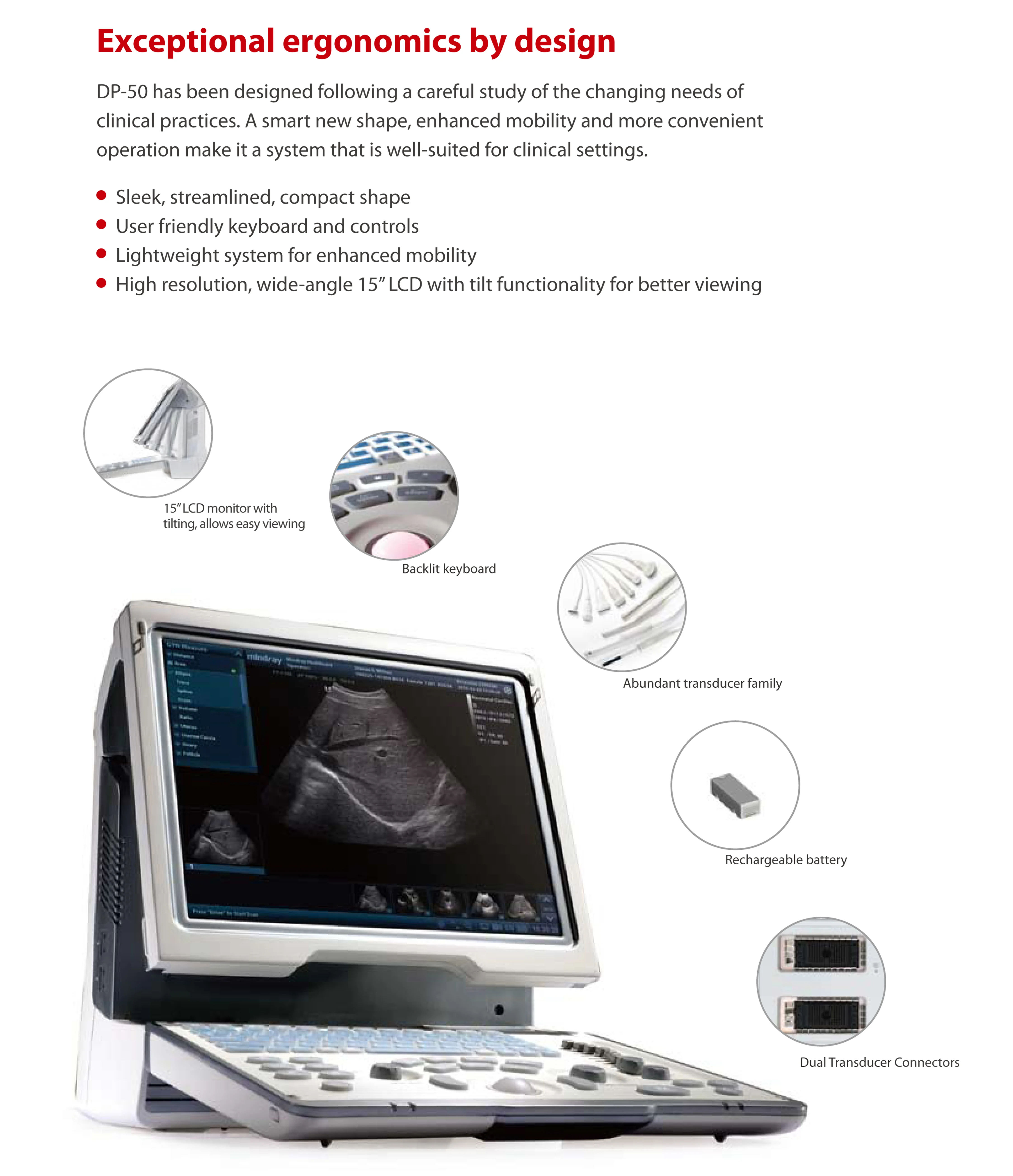 
High-quality Portable Ultrasound machine Mindray DP-50 with Diagnostic Ultrasound system for hospital 